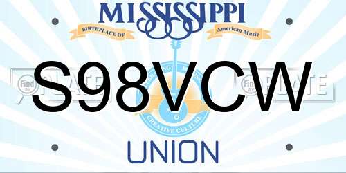 S98VCW Mississippi License Plate