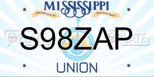 S98ZAP Mississippi License Plate