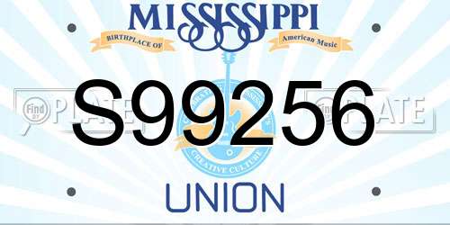 S99256 Mississippi License Plate