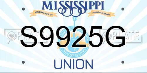 S9925G Mississippi License Plate