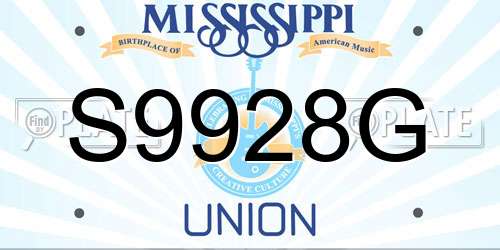 S9928G Mississippi License Plate
