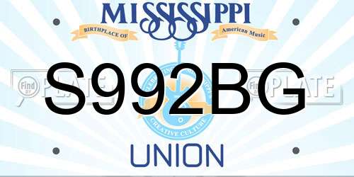 S992BG Mississippi License Plate