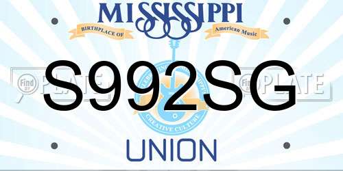 S992SG Mississippi License Plate