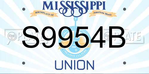 S9954B Mississippi License Plate