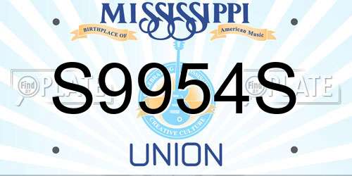 S9954S Mississippi License Plate