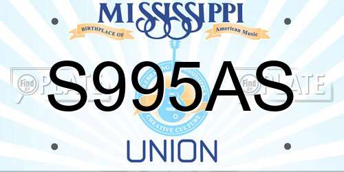 S995AS Mississippi License Plate