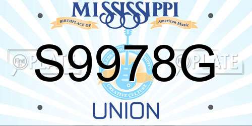 S9978G Mississippi License Plate