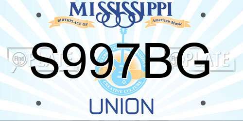 S997BG Mississippi License Plate