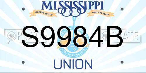 S9984B Mississippi License Plate