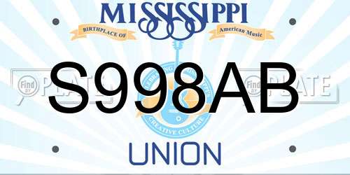 S998AB Mississippi License Plate