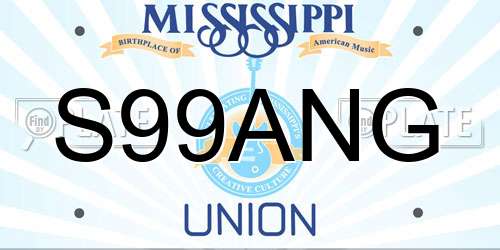 S99ANG Mississippi License Plate
