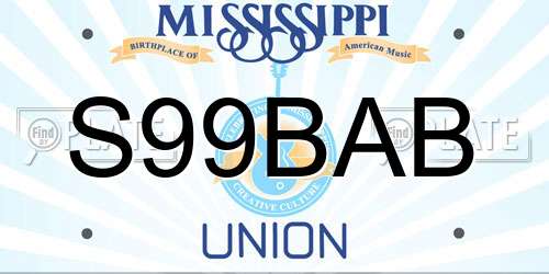 S99BAB Mississippi License Plate