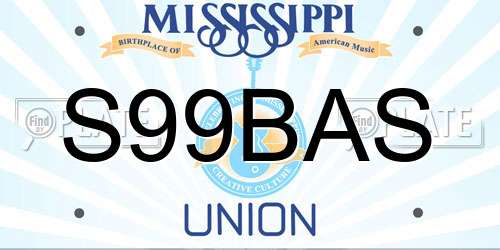 S99BAS Mississippi License Plate