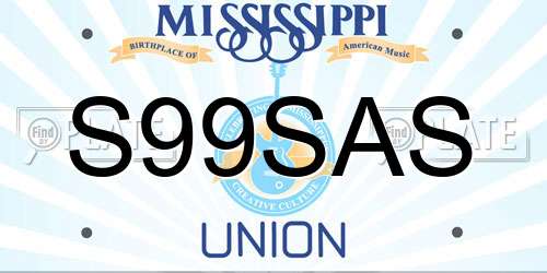S99SAS Mississippi License Plate