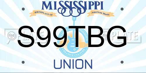 S99TBG Mississippi License Plate
