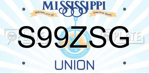 S99ZSG Mississippi License Plate