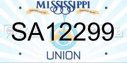 SA12299 Mississippi License Plate