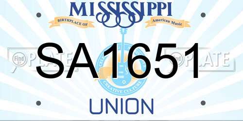 SA1651 Mississippi License Plate