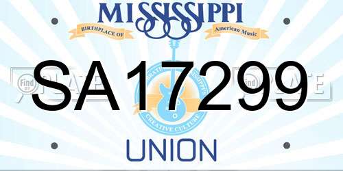 SA17299 Mississippi License Plate