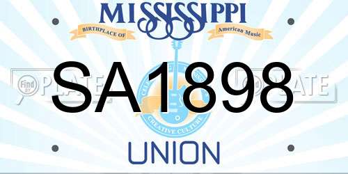 SA1898 Mississippi License Plate