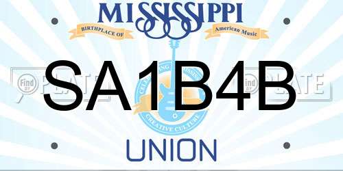 SA1B4B Mississippi License Plate