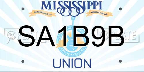 SA1B9B Mississippi License Plate