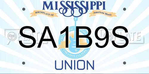 SA1B9S Mississippi License Plate