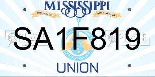 SA1F819 Mississippi License Plate