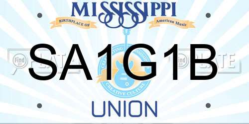SA1G1B Mississippi License Plate