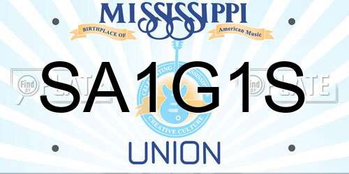 SA1G1S Mississippi License Plate