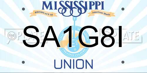 SA1G8I Mississippi License Plate