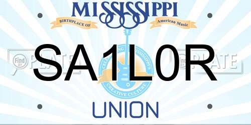 SA1L0R Mississippi License Plate