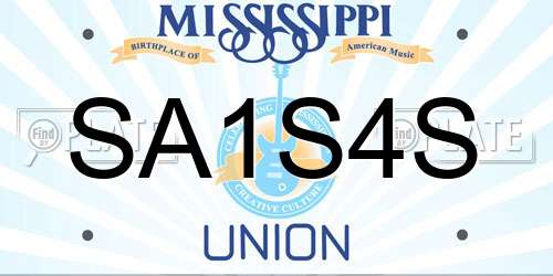 SA1S4S Mississippi License Plate