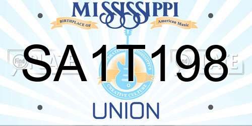 SA1T198 Mississippi License Plate