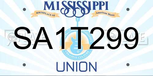 SA1T299 Mississippi License Plate
