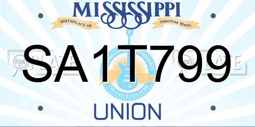 SA1T799 Mississippi License Plate