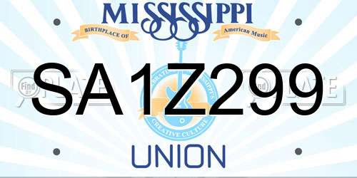 SA1Z299 Mississippi License Plate