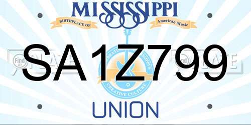 SA1Z799 Mississippi License Plate