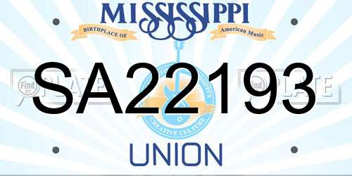 SA22193 Mississippi License Plate