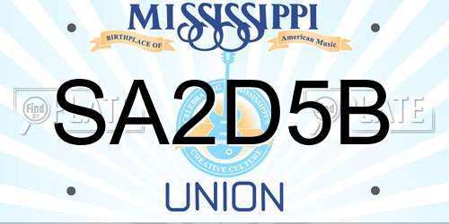 SA2D5B Mississippi License Plate
