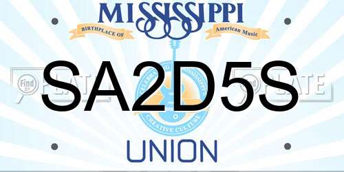 SA2D5S Mississippi License Plate
