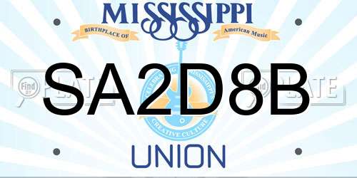 SA2D8B Mississippi License Plate