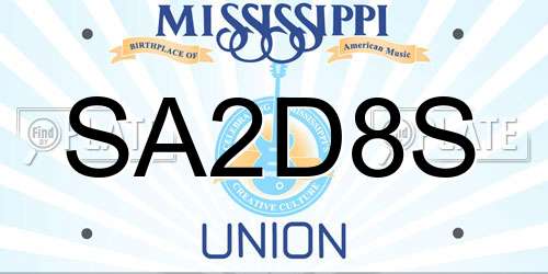 SA2D8S Mississippi License Plate