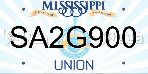 SA2G900 Mississippi License Plate