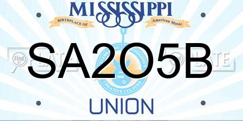 SA2O5B Mississippi License Plate