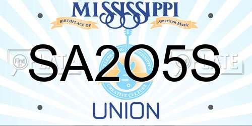 SA2O5S Mississippi License Plate