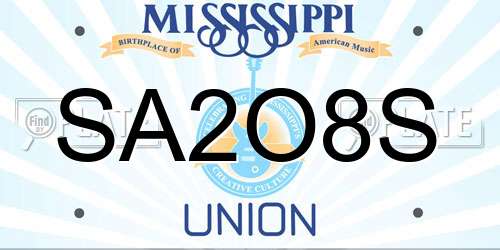 SA2O8S Mississippi License Plate