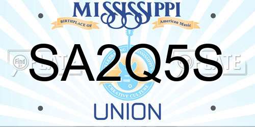 SA2Q5S Mississippi License Plate
