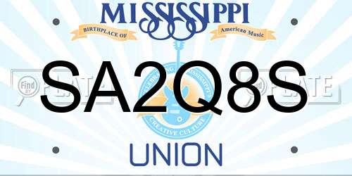 SA2Q8S Mississippi License Plate