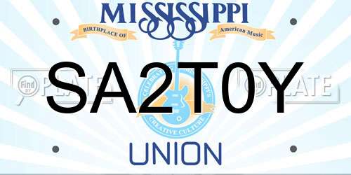 SA2T0Y Mississippi License Plate